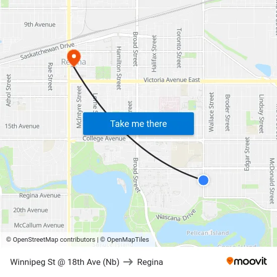 Winnipeg St @ 18th Ave (Nb) to Regina map