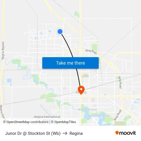 Junor Dr @ Stockton St (Wb) to Regina map
