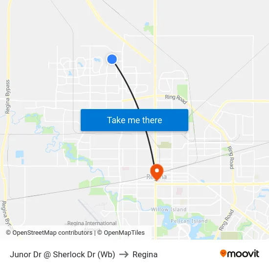 Junor Dr @ Sherlock Dr (Wb) to Regina map