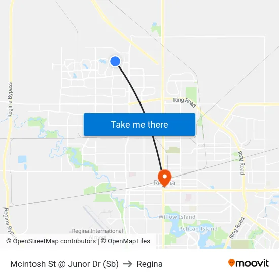 Mcintosh St @ Junor Dr (Sb) to Regina map