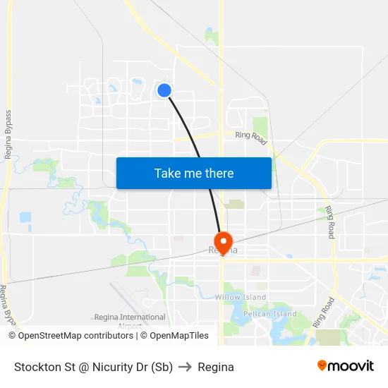 Stockton St @ Nicurity Dr (Sb) to Regina map