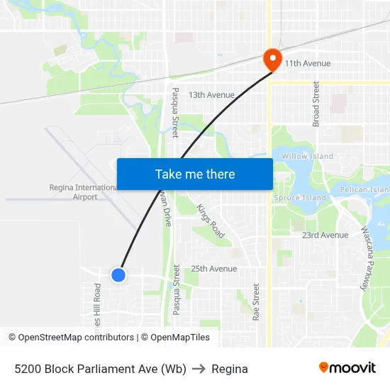 5200 Block Parliament Ave (Wb) to Regina map