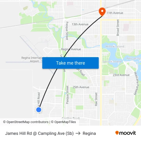 James Hill Rd @ Campling Ave (Sb) to Regina map