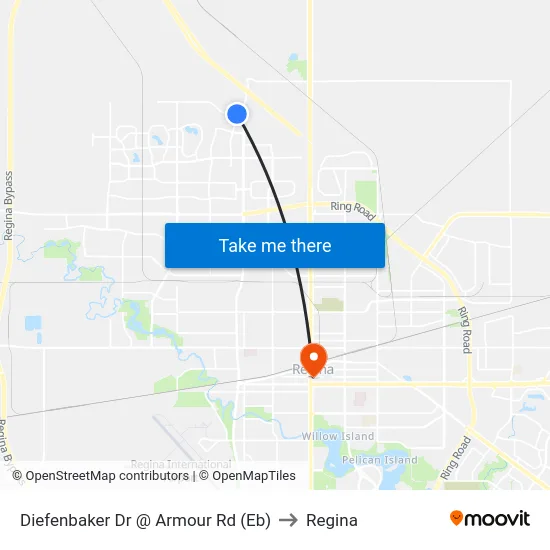 Diefenbaker Dr @ Armour Rd (Eb) to Regina map