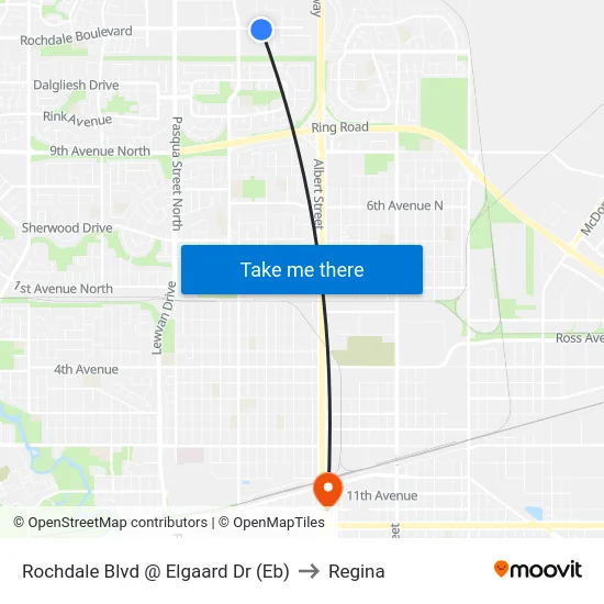 Rochdale Blvd @ Elgaard Dr (Eb) to Regina map