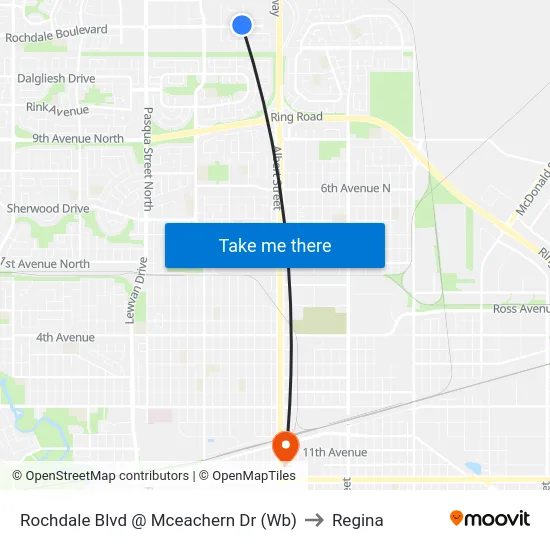 Rochdale Blvd @ Mceachern Dr (Wb) to Regina map