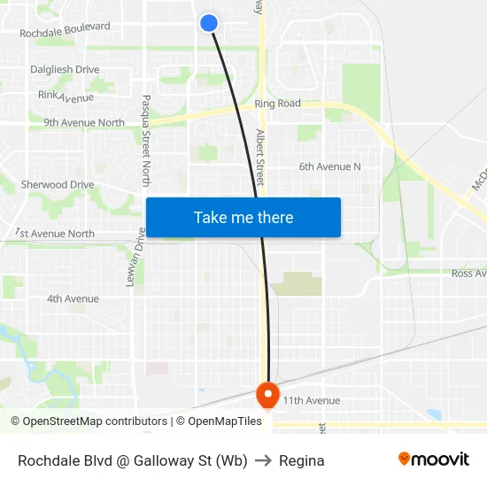 Rochdale Blvd @ Galloway St (Wb) to Regina map