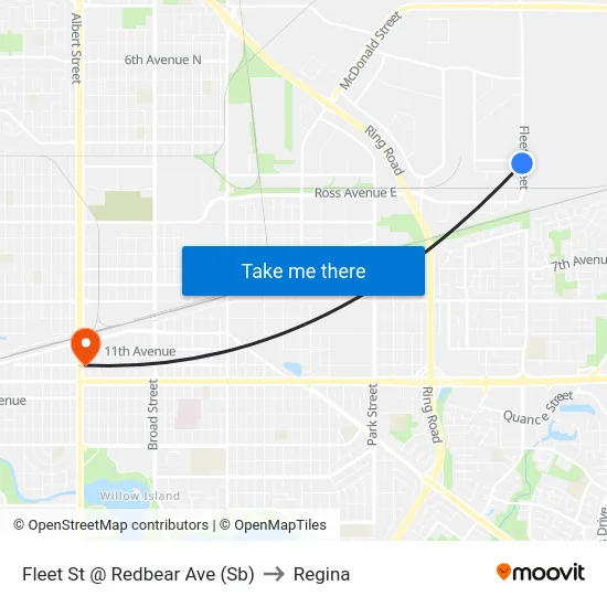 Fleet St @ Redbear Ave (Sb) to Regina map