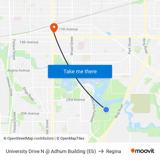 University Drive N @ Adhum Building (Eb) to Regina map