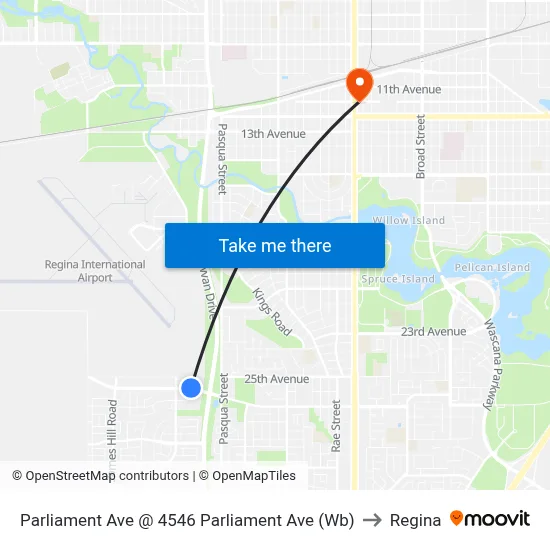 Parliament Ave @ 4546 Parliament Ave (Wb) to Regina map