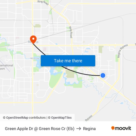 Green Apple Dr @ Green Rose Cr (Eb) to Regina map