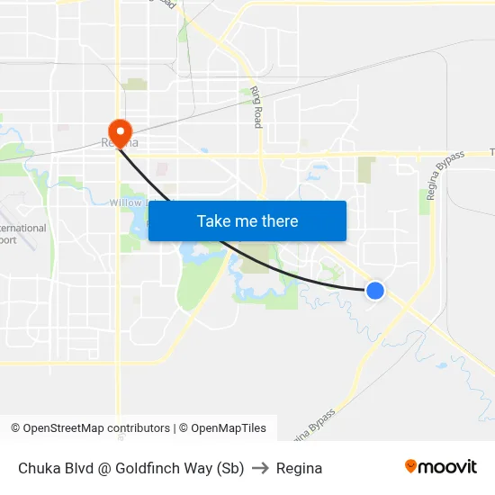 Chuka Blvd @ Goldfinch Way (Sb) to Regina map