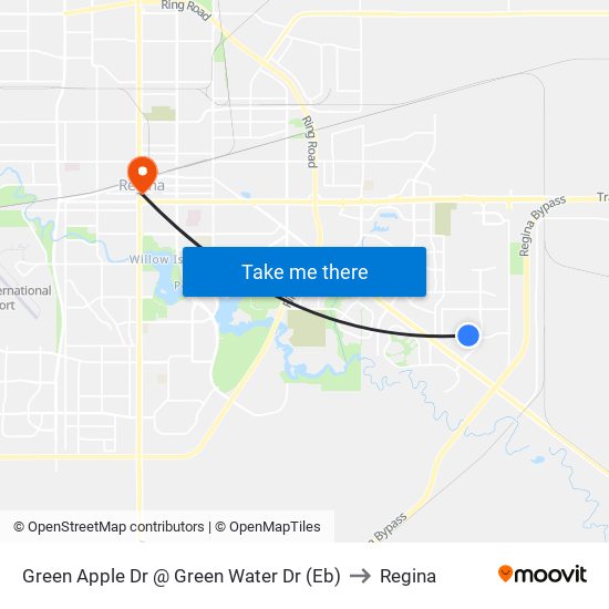 Green Apple Dr @ Green Water Dr (Eb) to Regina map