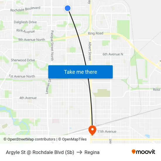 Argyle St @ Rochdale Blvd (Sb) to Regina map
