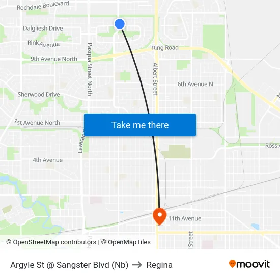 Argyle St @ Sangster Blvd (Nb) to Regina map