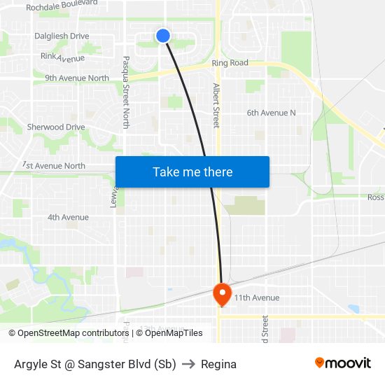 Argyle St @ Sangster Blvd (Sb) to Regina map