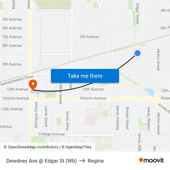 Dewdney Ave @ Edgar St (Wb) to Regina map