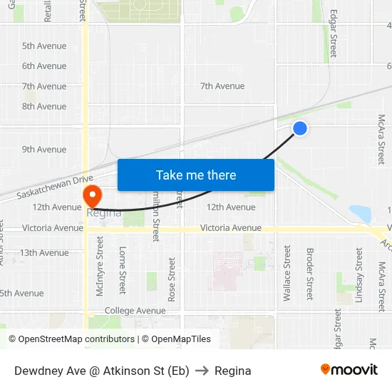 Dewdney Ave @ Atkinson St (Eb) to Regina map