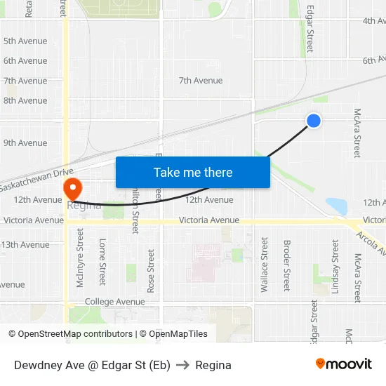 Dewdney Ave @ Edgar St (Eb) to Regina map