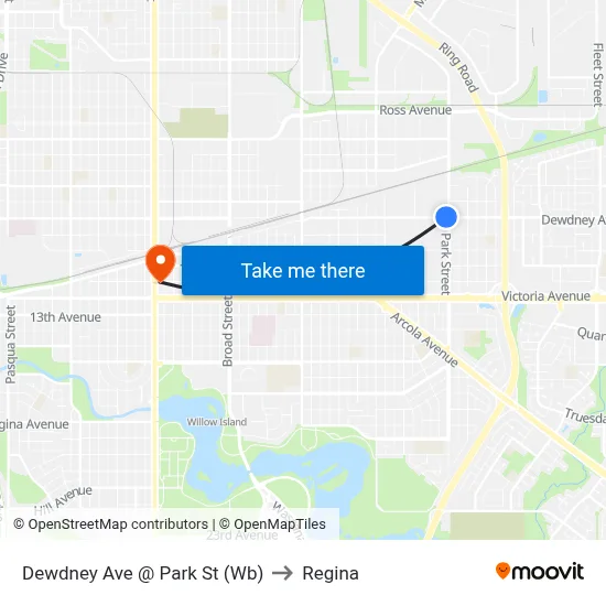 Dewdney Ave @ Park St (Wb) to Regina map