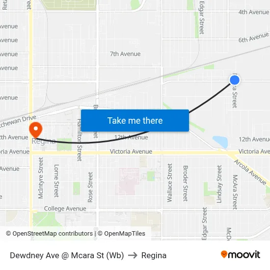 Dewdney Ave @ Mcara St (Wb) to Regina map