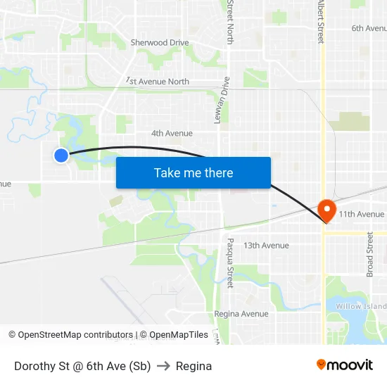 Dorothy St @ 6th Ave (Sb) to Regina map