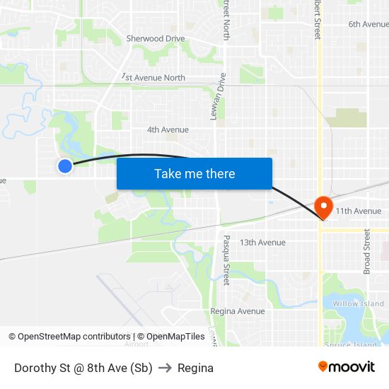 Dorothy St @ 8th Ave (Sb) to Regina map