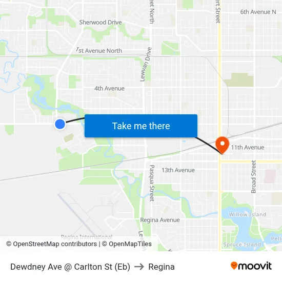 Dewdney Ave @ Carlton St (Eb) to Regina map