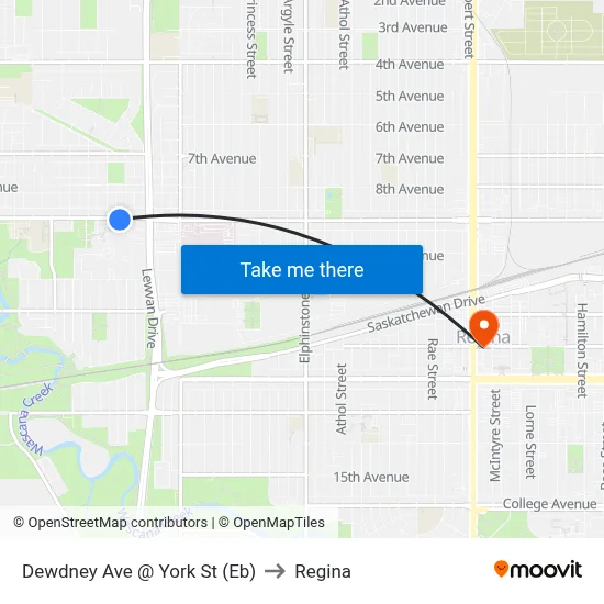 Dewdney Ave @ York St (Eb) to Regina map