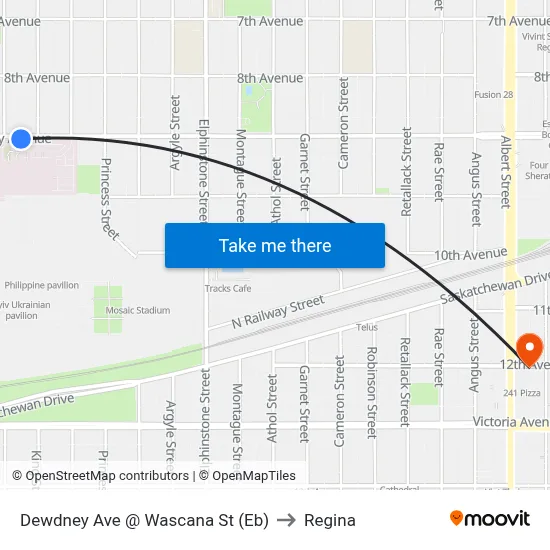 Dewdney Ave @ Wascana St (Eb) to Regina map