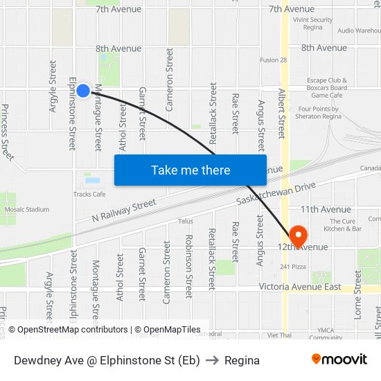 Dewdney Ave @ Elphinstone St (Eb) to Regina map