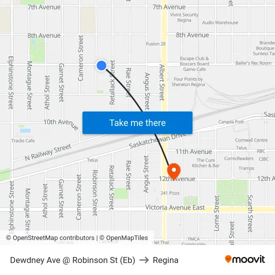 Dewdney Ave @ Robinson St (Eb) to Regina map