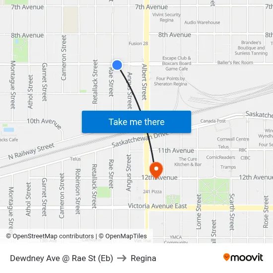 Dewdney Ave @ Rae St (Eb) to Regina map