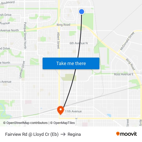 Fairview Rd @ Lloyd Cr (Eb) to Regina map