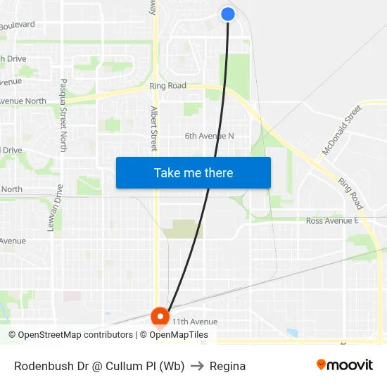Rodenbush Dr @ Cullum Pl (Wb) to Regina map