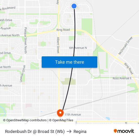 Rodenbush Dr @ Broad St (Wb) to Regina map
