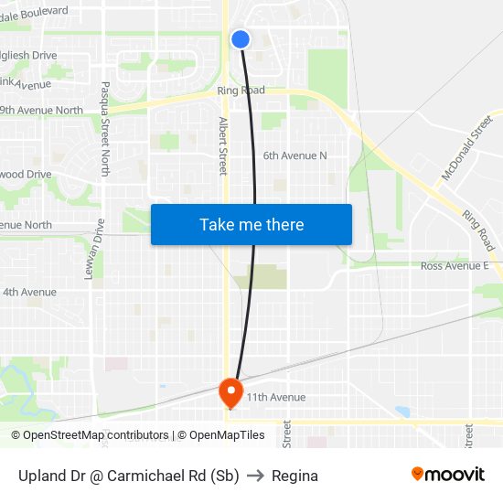 Upland Dr @ Carmichael Rd (Sb) to Regina map