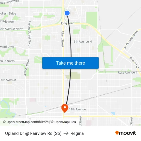 Upland Dr @ Fairview Rd (Sb) to Regina map