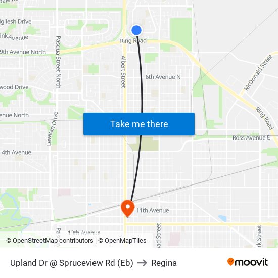Upland Dr @ Spruceview Rd (Eb) to Regina map