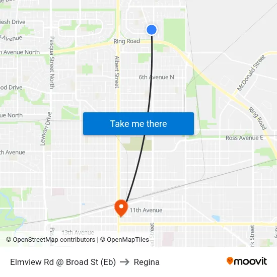 Elmview Rd @ Broad St (Eb) to Regina map