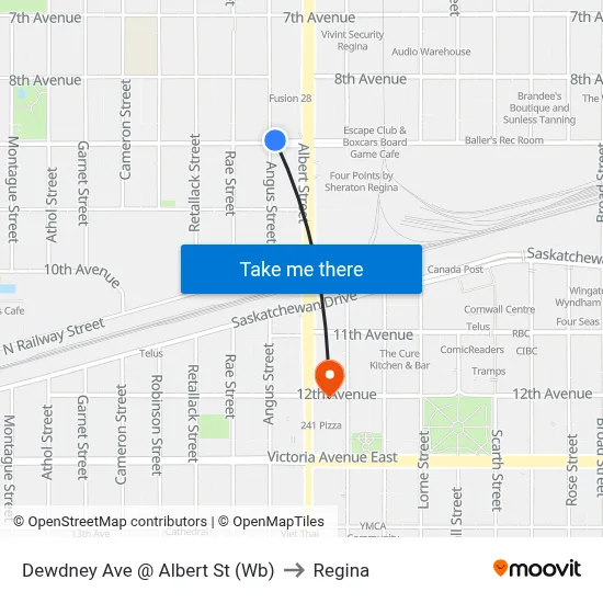 Dewdney Ave @ Albert St (Wb) to Regina map
