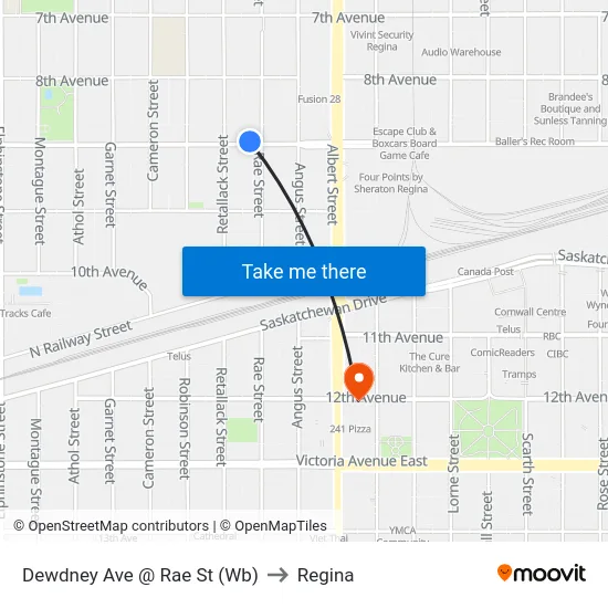 Dewdney Ave @ Rae St (Wb) to Regina map