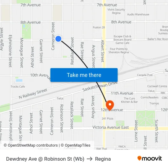Dewdney Ave @ Robinson St (Wb) to Regina map