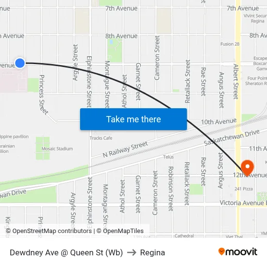 Dewdney Ave @ Queen St (Wb) to Regina map