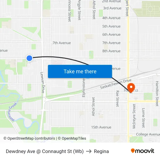 Dewdney Ave @ Connaught St (Wb) to Regina map