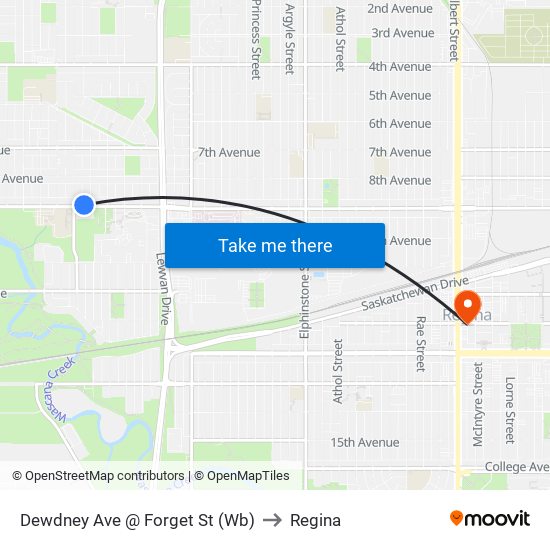 Dewdney Ave @ Forget St (Wb) to Regina map