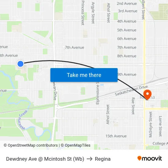 Dewdney Ave @ Mcintosh St (Wb) to Regina map