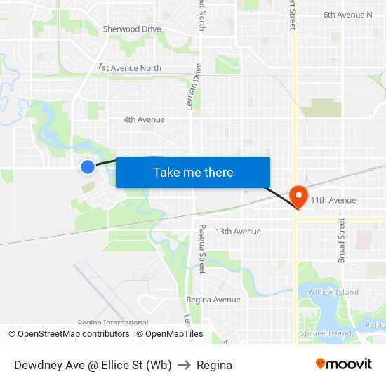 Dewdney Ave @ Ellice St (Wb) to Regina map