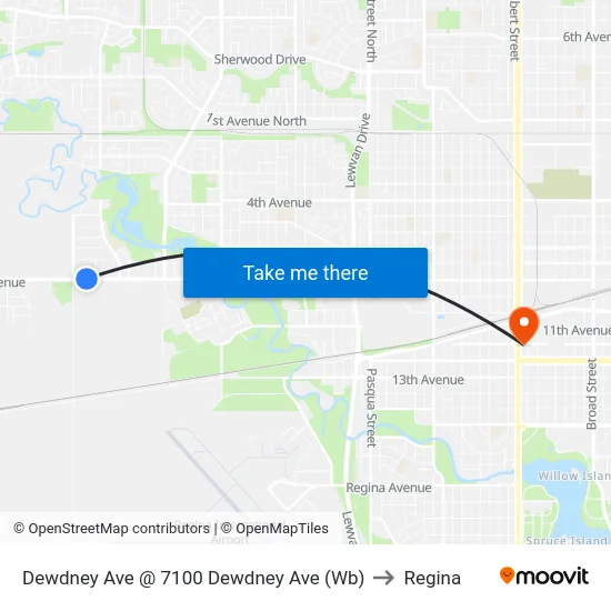 Dewdney Ave @ 7100 Dewdney Ave (Wb) to Regina map