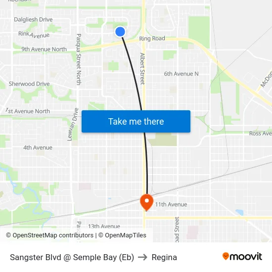 Sangster Blvd @ Semple Bay (Eb) to Regina map